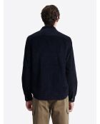 Surchemise regular 100% coton en velours bleu marine