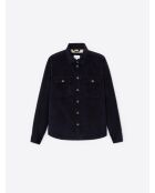 Surchemise regular 100% coton en velours bleu marine