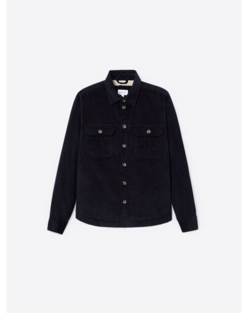 Surchemise regular 100% coton en velours bleu marine