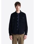 Surchemise regular 100% coton en velours bleu marine