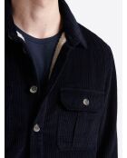 Surchemise regular 100% coton en velours bleu marine