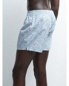 Caleçon fleuri 100% coton bleu