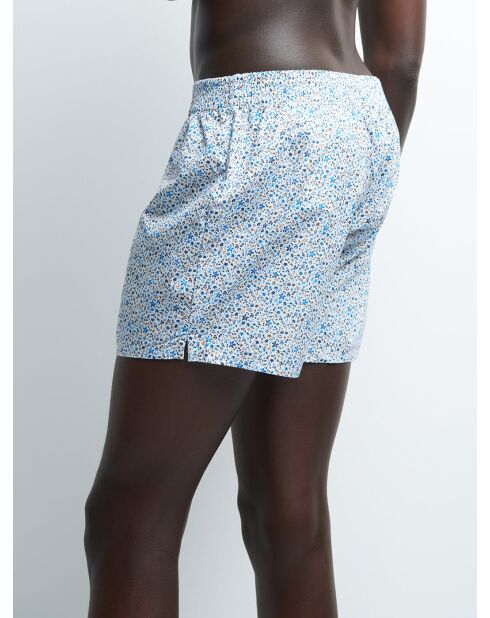 Caleçon fleuri 100% coton bleu