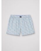 Caleçon fleuri 100% coton bleu