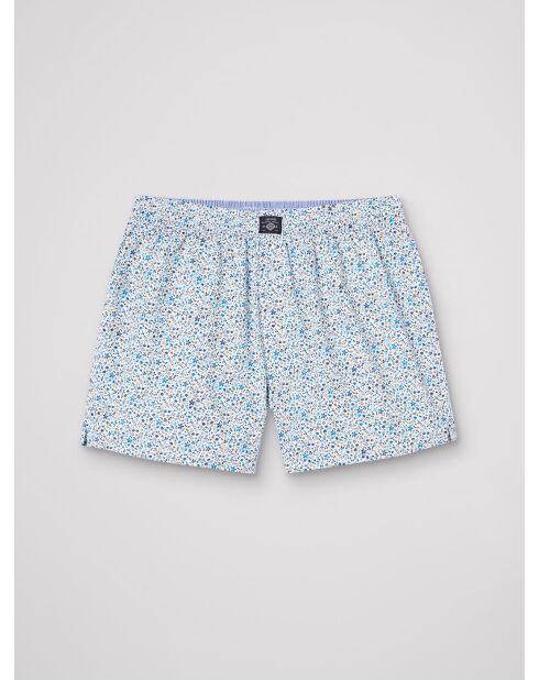 Caleçon fleuri 100% coton bleu