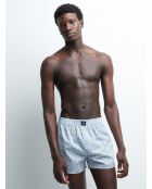 Caleçon fleuri 100% coton bleu