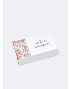 Pochette 100% coton fleurie terracotta - 25x25 cm