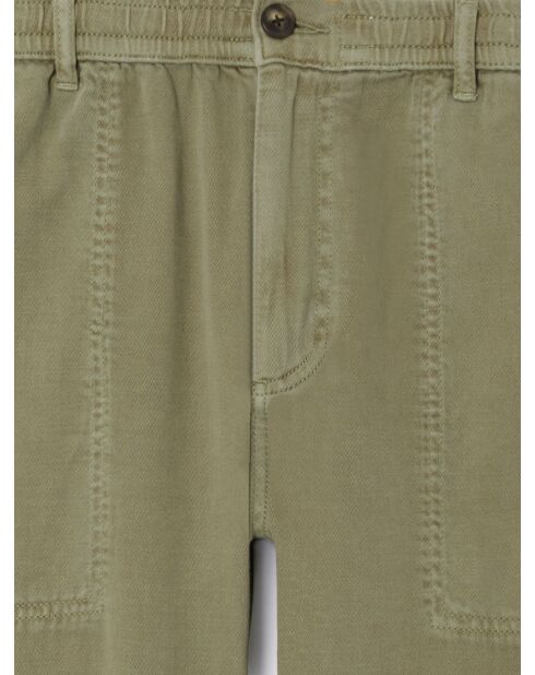 Slack faux-uni 100% coton vert lichen