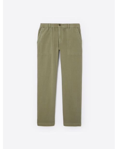 Slack faux-uni 100% coton vert lichen