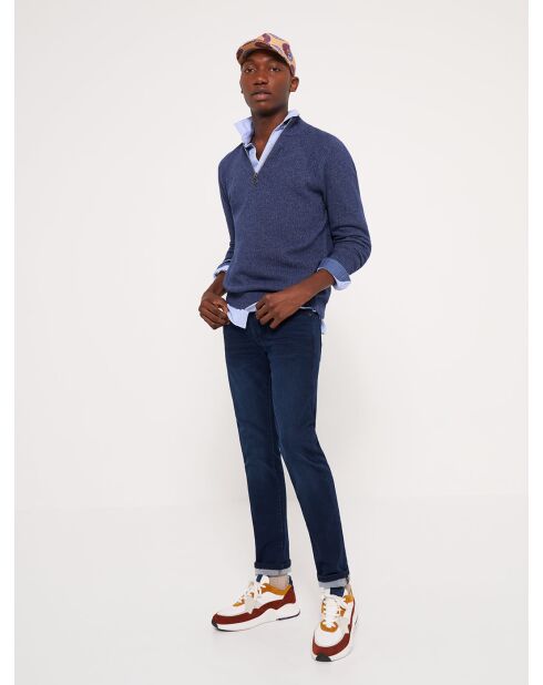 Jean denim délavé en coton stretch denim