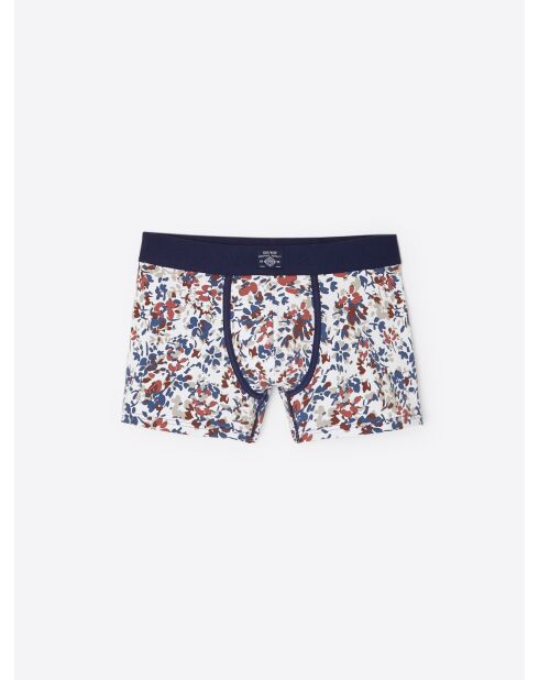 Boxer fleuri en coton blanc
