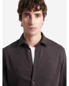 Chemise faux uni 100% coton chocolat