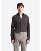 Chemise faux uni 100% coton chocolat