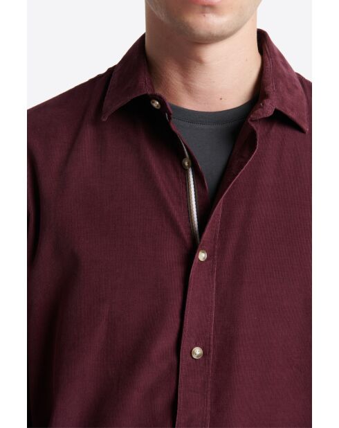 Chemise en velours 100% coton figue