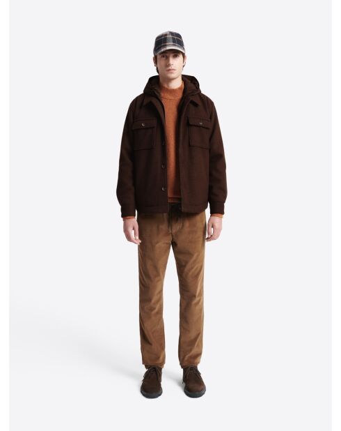 Surchemise regular à capuche amovible marron 3