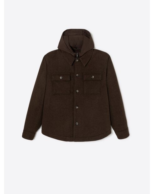 Surchemise regular à capuche amovible marron 3