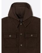 Surchemise regular à capuche amovible marron 3