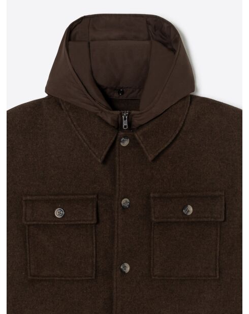 Surchemise regular à capuche amovible marron 3