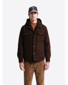 Surchemise regular à capuche amovible marron 3