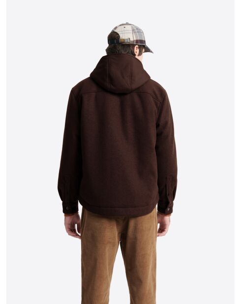 Surchemise regular à capuche amovible marron 3