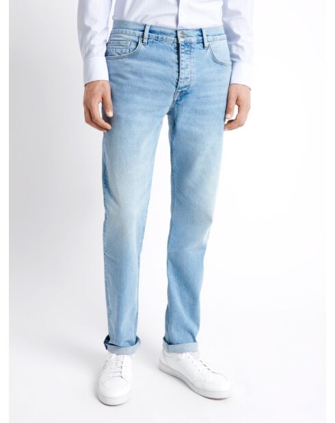 Jean denim faux-uni bleu bleach