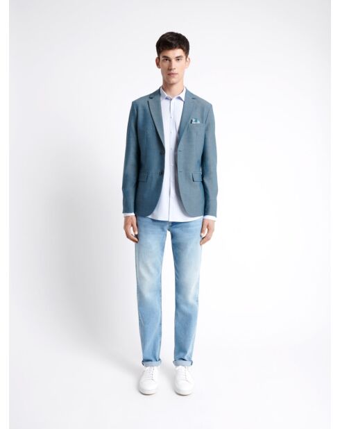 Jean denim faux-uni bleu bleach