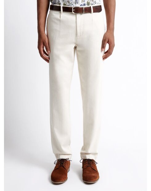 Slack armuré en Coton & Lin beige clair