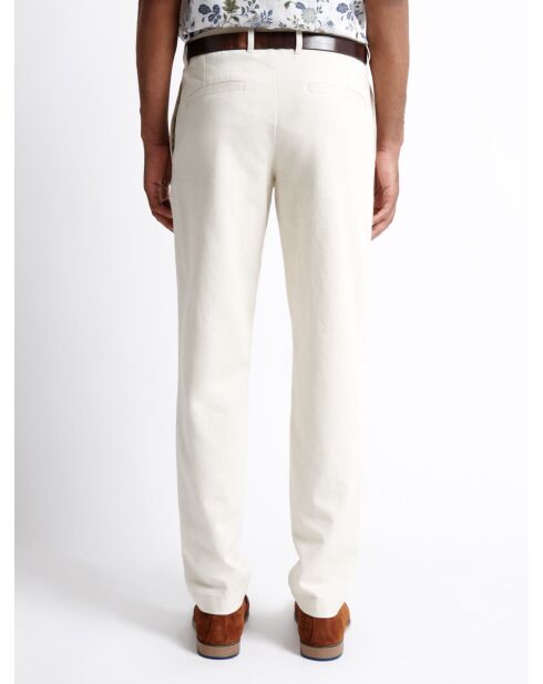 Slack armuré en Coton & Lin beige clair