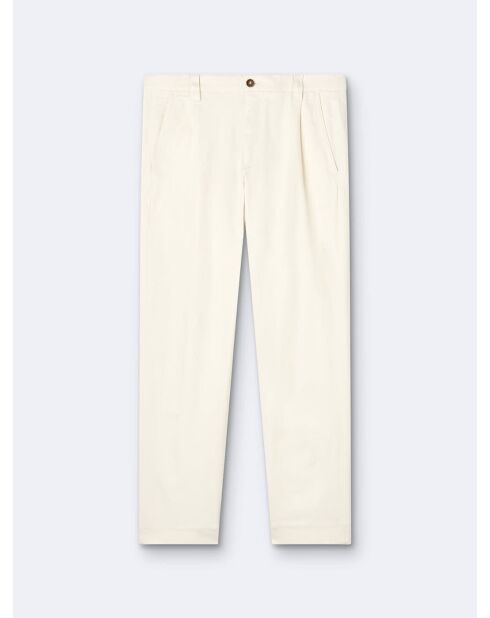 Chino en coton uni blanc neige