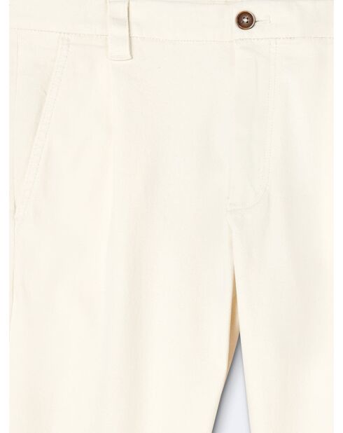 Chino en coton uni blanc neige