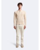 Chino en coton uni blanc neige