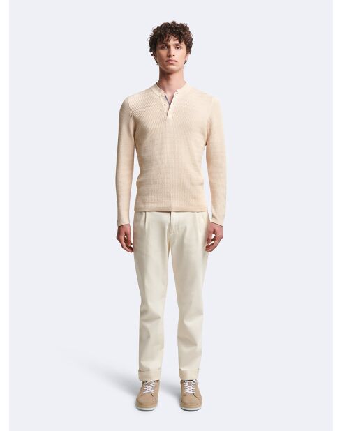 Chino en coton uni blanc neige