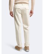 Chino en coton uni blanc neige