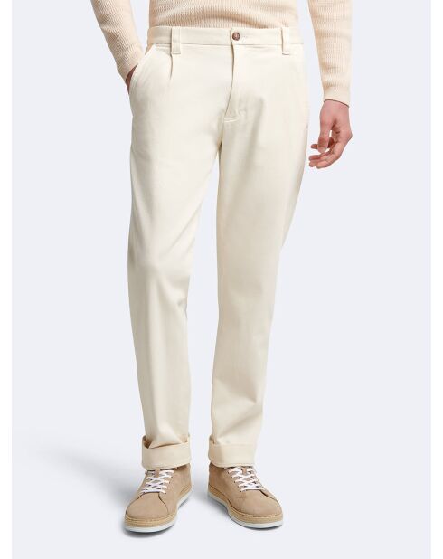 Chino en coton uni blanc neige