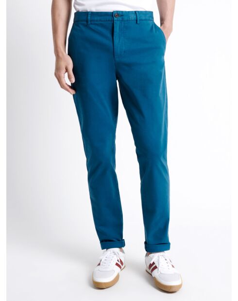 Slack slim en coton bio bleu horizon