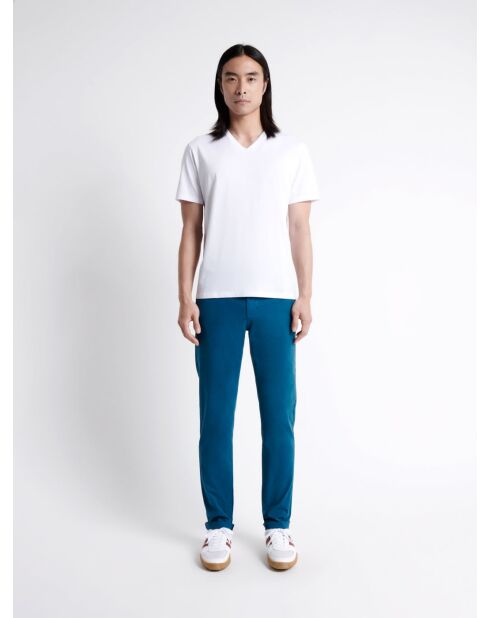 Slack slim en coton bio bleu horizon