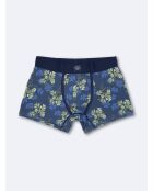 Boxer fleuri en coton élasthanne bleu cobalt