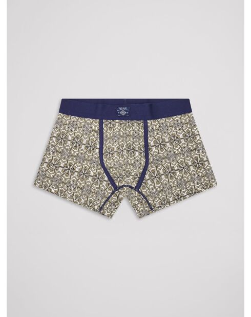 Boxer stretch en coton bio fantaisie kaki mousse