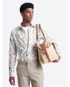 Chemise double retors fleurie 100% coton blanche