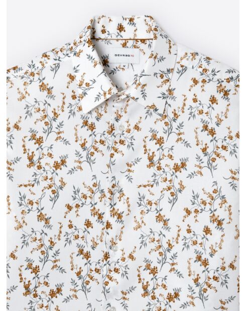 Chemise double retors fleurie 100% coton blanche