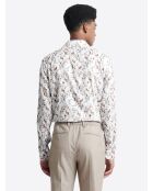 Chemise double retors fleurie 100% coton blanche