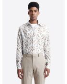 Chemise double retors fleurie 100% coton blanche