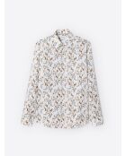 Chemise double retors fleurie 100% coton blanche