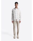 Chemise double retors fleurie 100% coton blanche