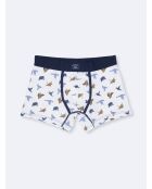 Boxer fantaisie en coton blanc