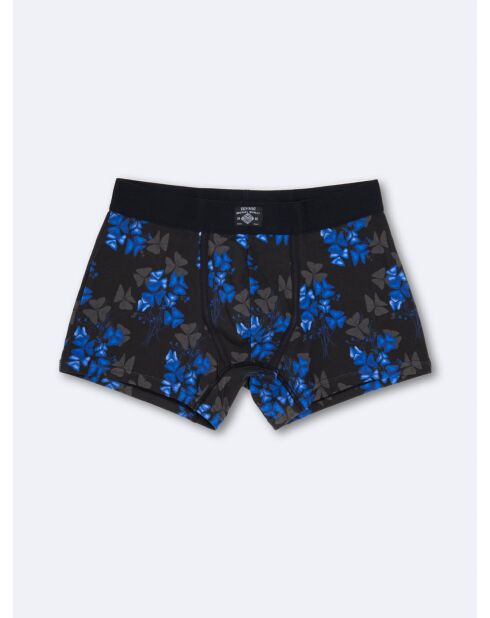 Boxer fleuri en coton élasthanne noir