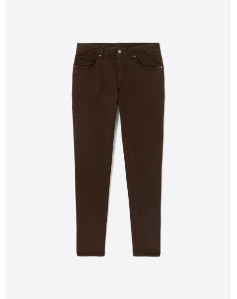 Jean couleur en coton mélangé chocolat