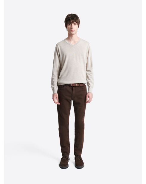 Jean couleur en coton mélangé chocolat
