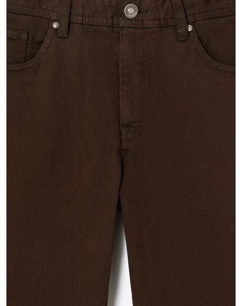 Jean couleur en coton mélangé chocolat