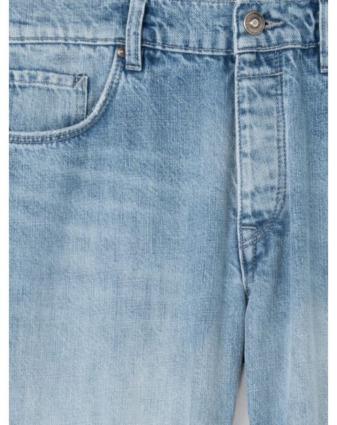 Jean denim regular en coton blanchi denim